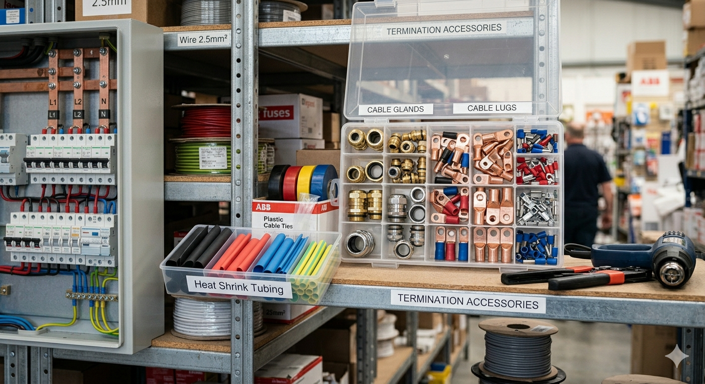 cable glands, lugs, and termination accessories